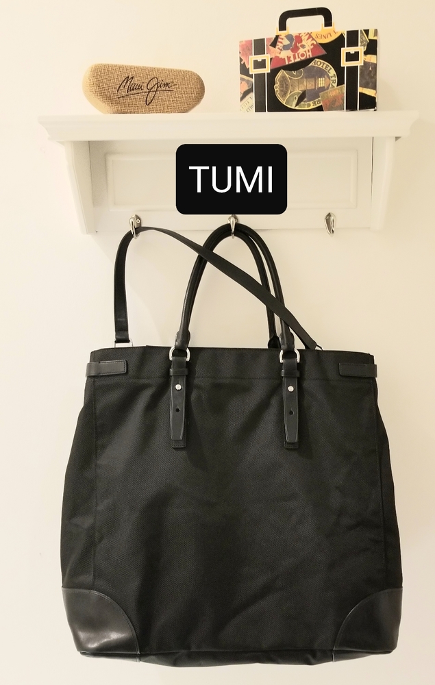 Tumi Black Nylon Tote Bag with Leather Trim